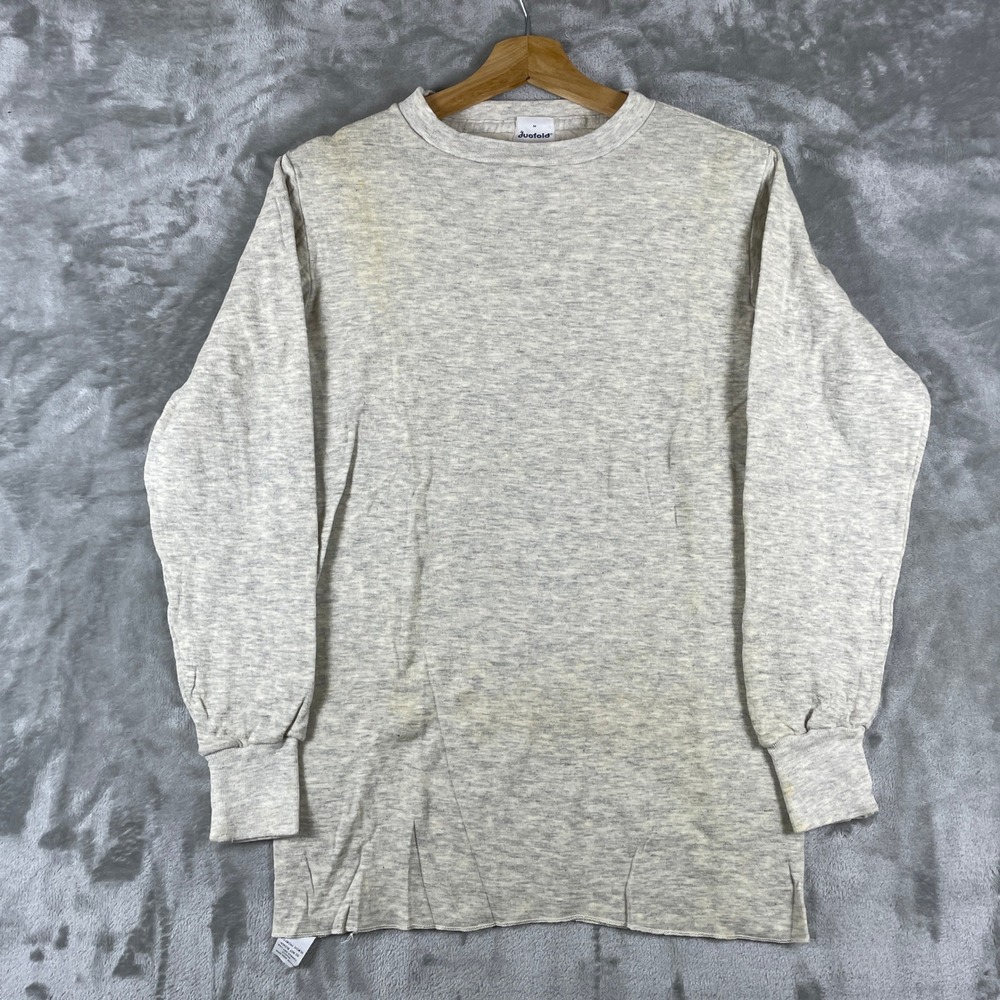 Vintage Duofold Thermal Shirt Mens M Grey Long Sleeve Wool Blend Base Layer USA